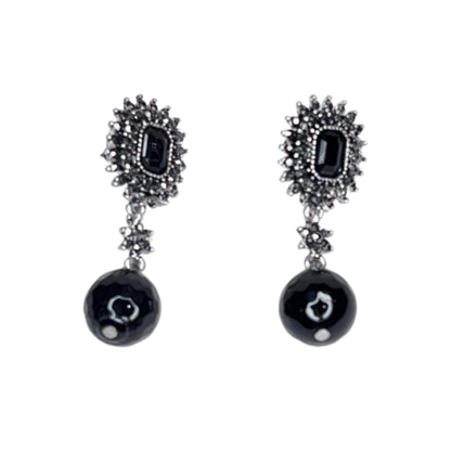 Vintage Collection Black & Grey Crystal Drop Earrings