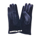 Navy Velvet Gloves With Pearl Cuffs