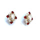 Clip on Earrings Gold/ Red & Pearl